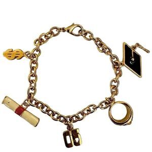 Enamel gold tone ‘05 graduation charm bracelet